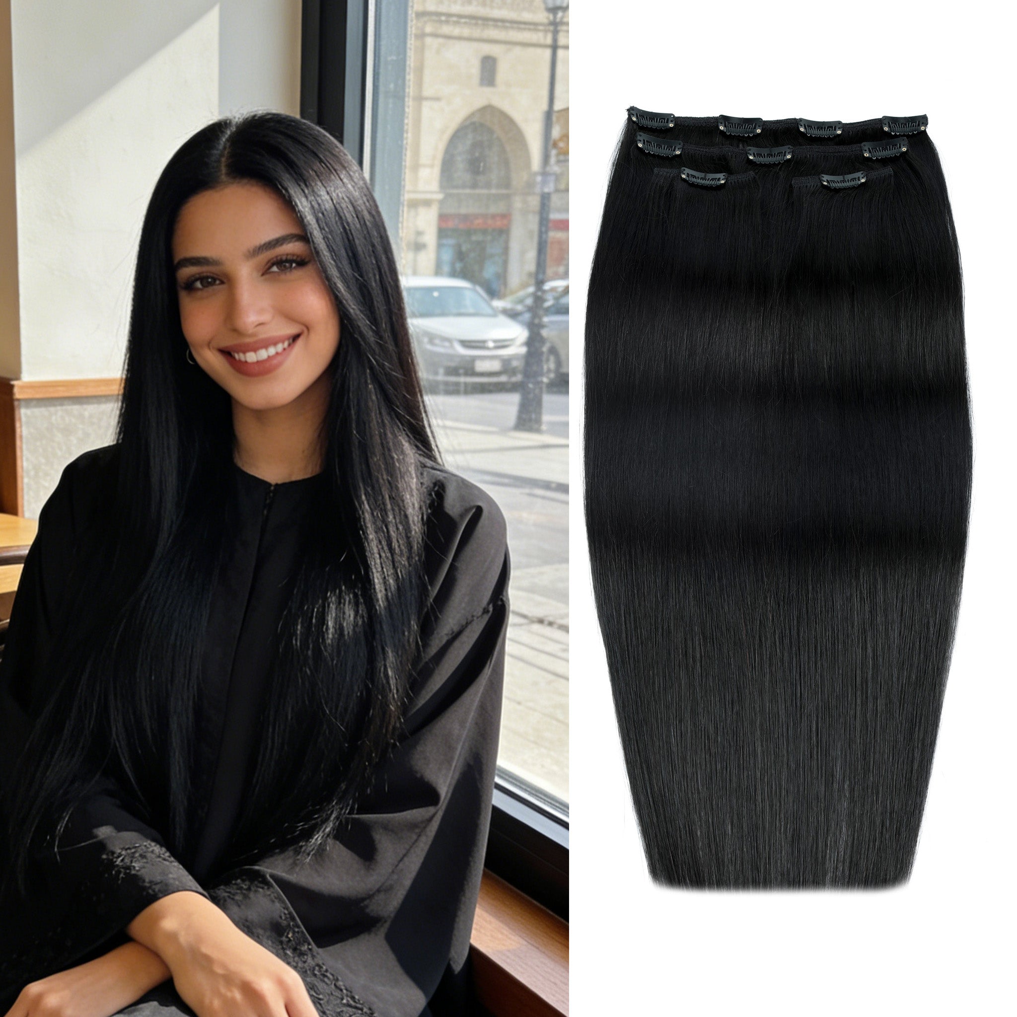 وصلات شعر "ريتش كوكو" (RICH COCO) ناعمة كليبس 4 قطع – طقم كامل للرأس، لون بني طبيعي.