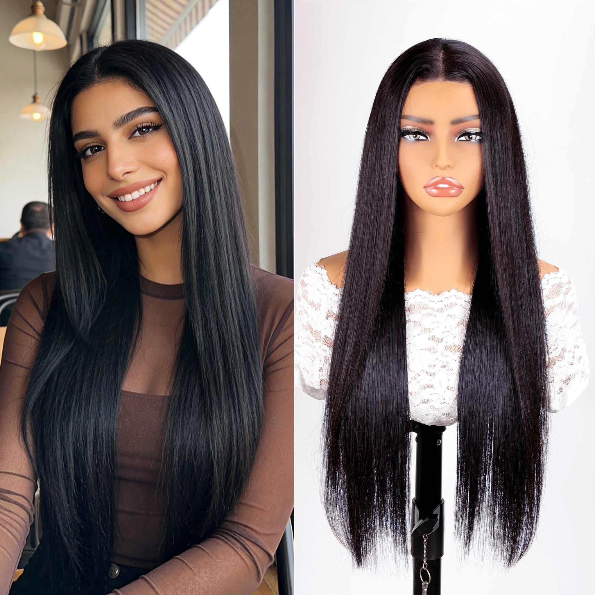 شعر مستعار مموج 13x4 قاعدة الدانتيل فروة طبيعية المظهر