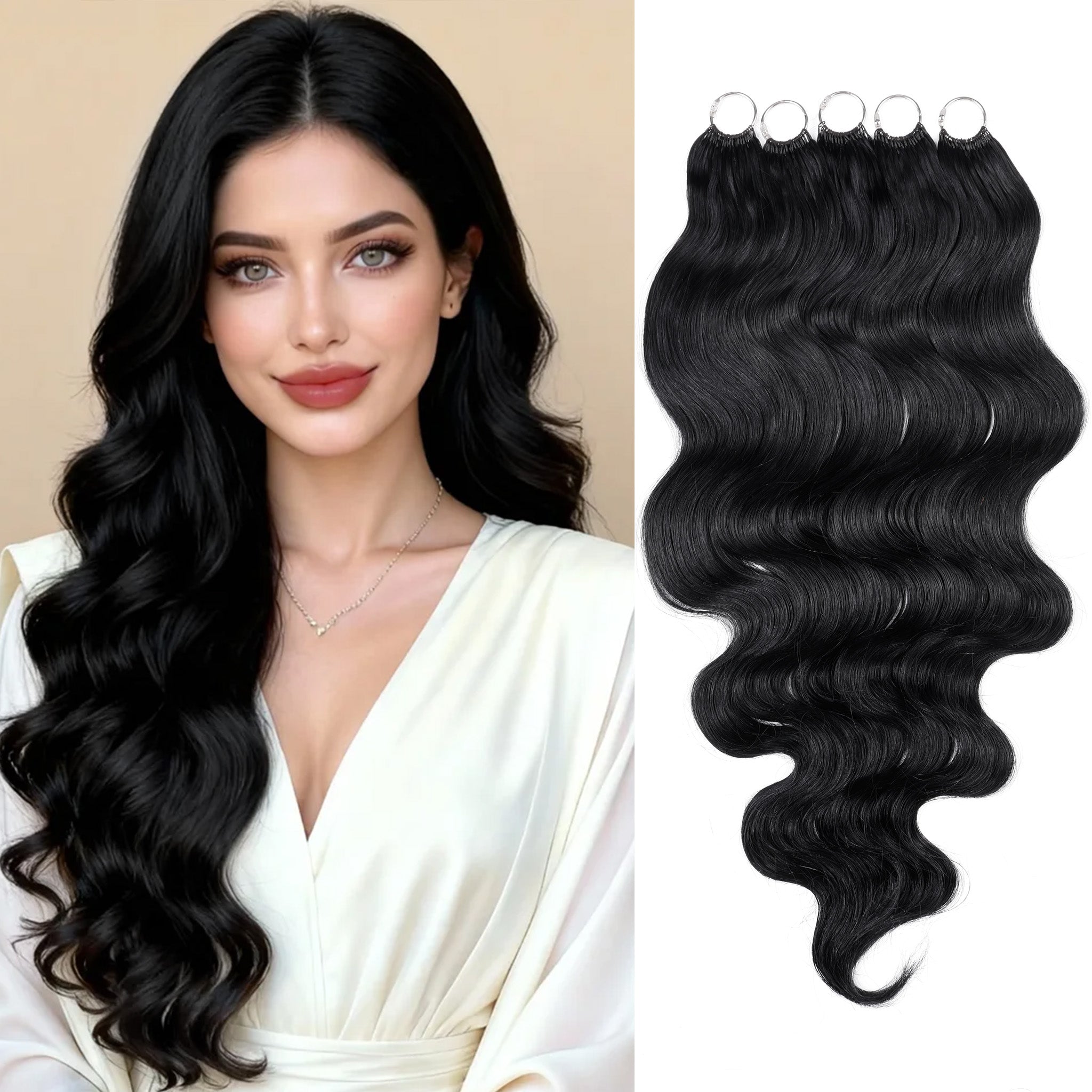 وصلة شعر ريش "ريتش كوكو" (RICH COCO) طبيعي 100% ويفي قصة الريشة (Feather Cut) – ألياف صناعية خفيفة الوزن، لون بني جذاب