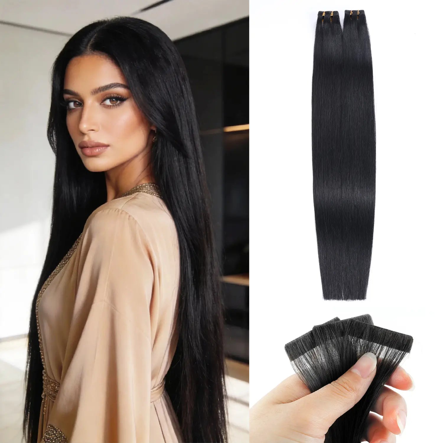  وصلات شعر "ريتش كوكو" (RICH COCO) تيب مخفي نانو محقون (Injected PU) – شعر بشري طبيعي 100% ريمي، مظهر فروة رأس طبيعي.