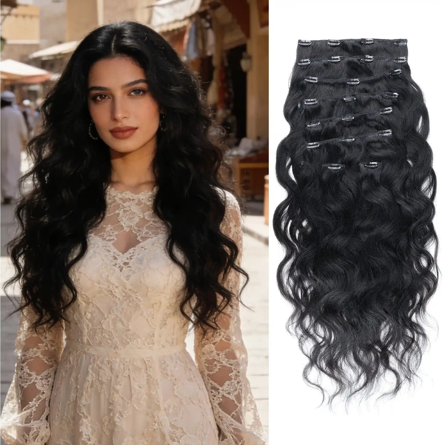 طقم وصلات شعر "ريتش كوكو" (RICH COCO) كليبس 8 قطع – طقم كامل للرأس، اندماج طبيعي ومظهر متناسق.