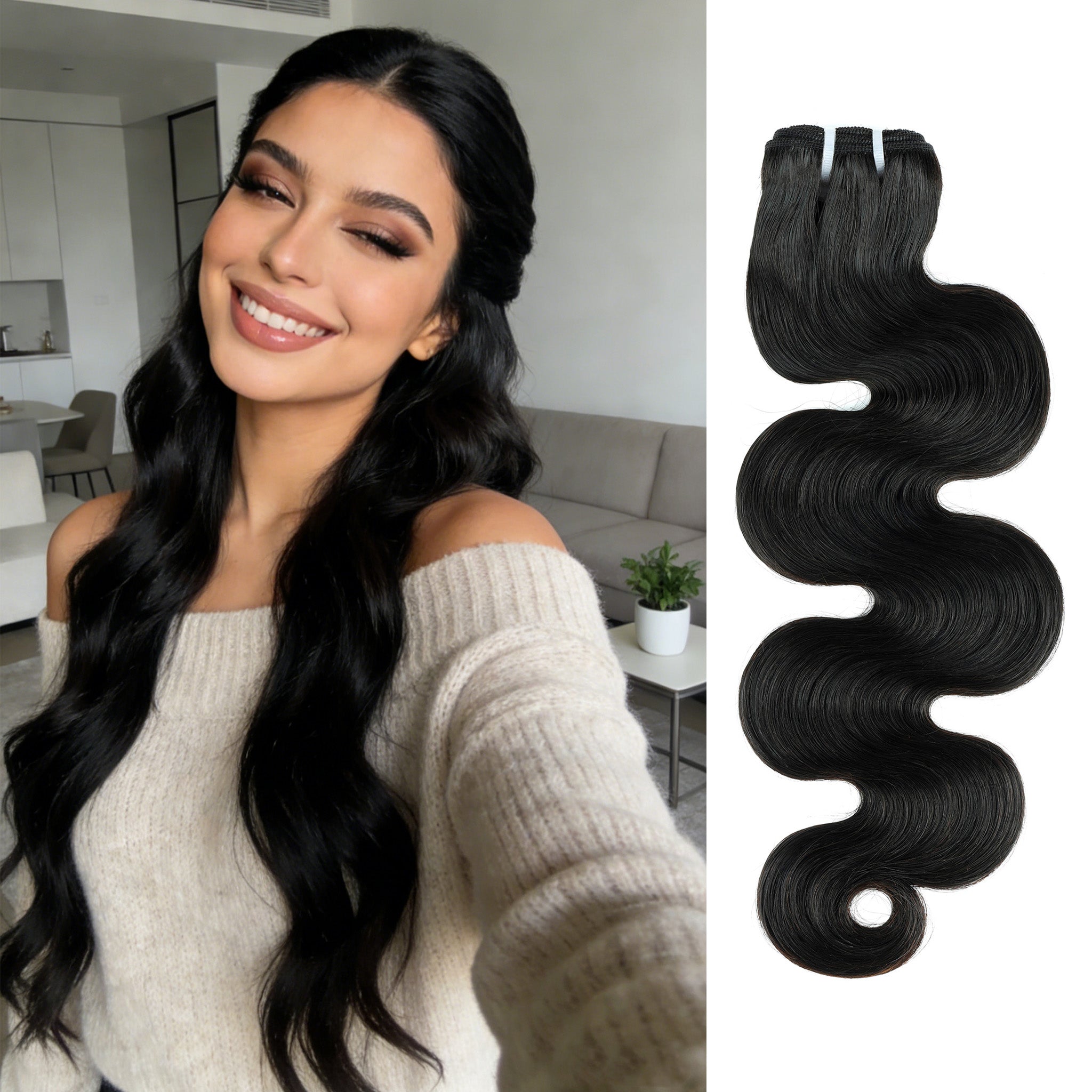 حزم شعر مموجة للجسم - 100 شعر بشري